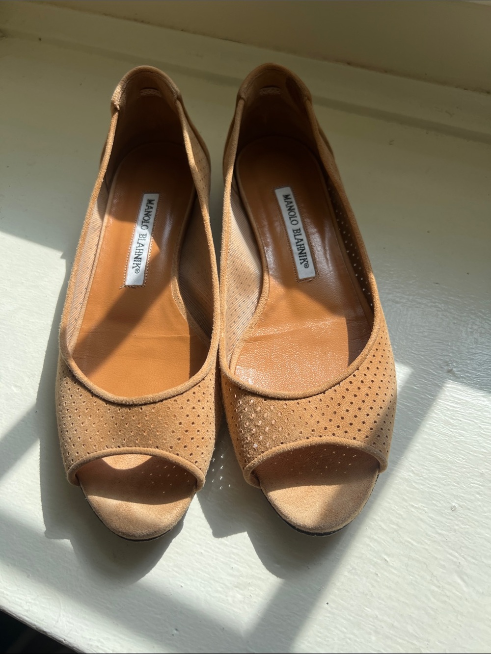 Manolo Blahnik open toe flats